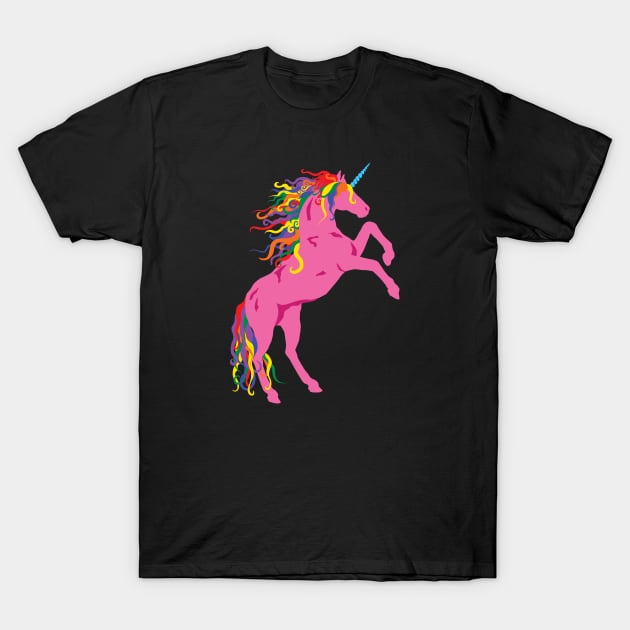 Rainbow Maned Pink Pride Unicorn T-Shirt by PeregrinusCreative